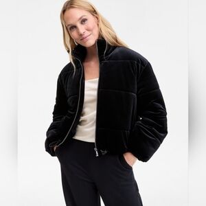 Cropped Velvet Puffer Jacket